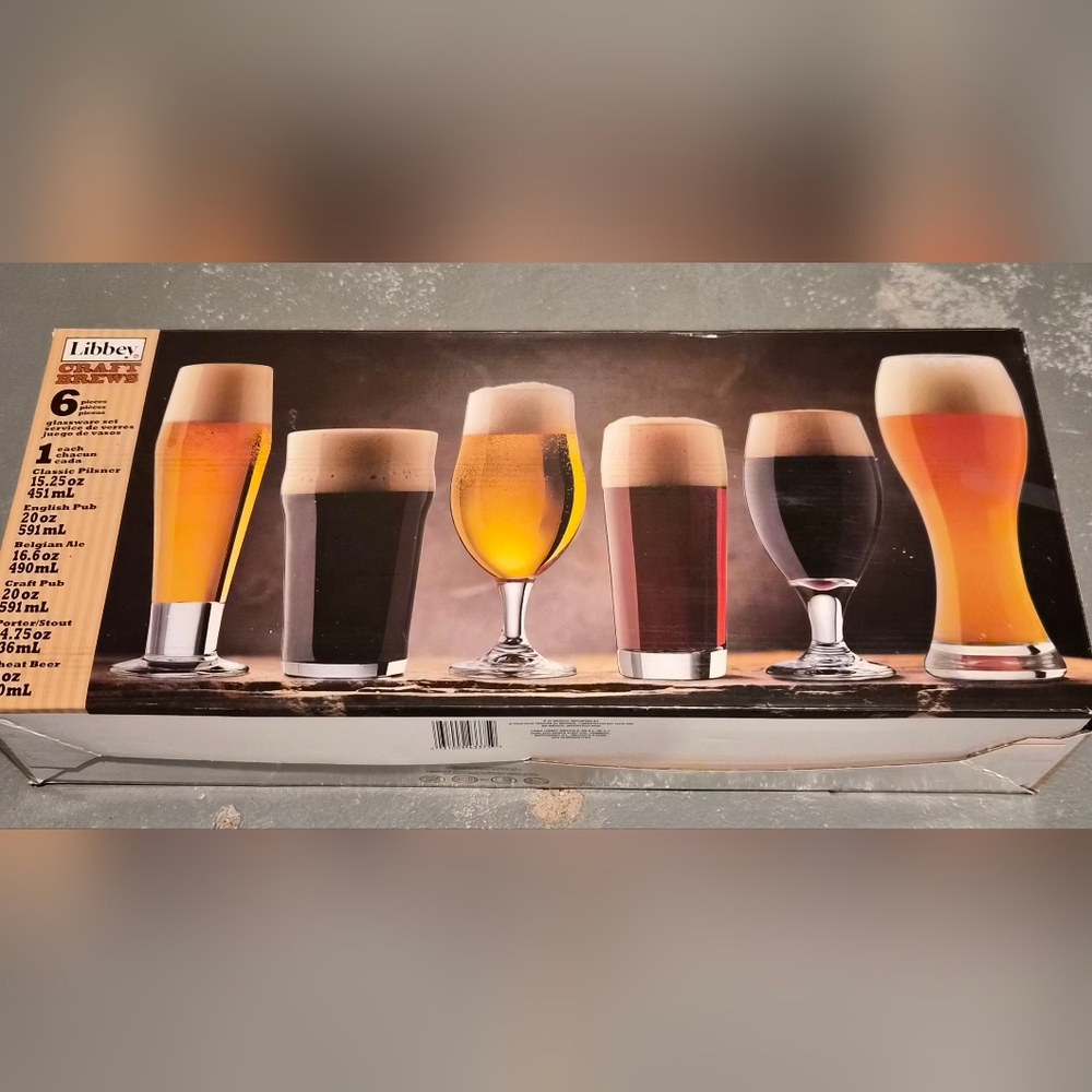 Libbey Craft Beer Glass Set.  6 GLASS SET